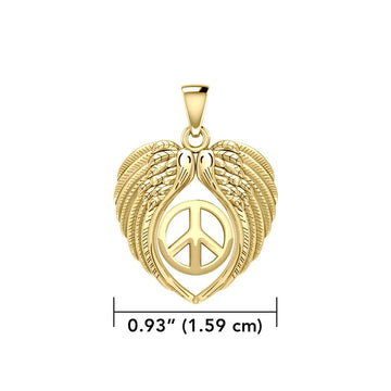 Feel the Tranquil in Angels Wings Solid Gold Pendant with Peace GPD5455 - Jewelry